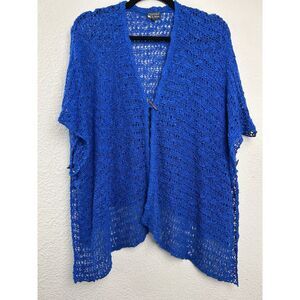 Cahaya By Tanami Blue Sweater‎ Cardigan Wood Toggle Lagenlook Oversized Size M/L